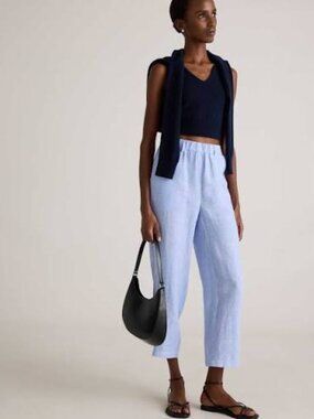 QUINCE XS French Blue 100% European Linen Pants Pockets